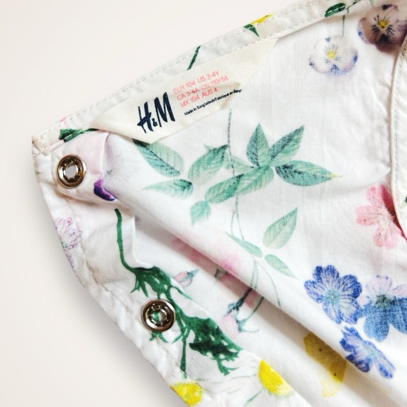 H&M Girls Floral Patterned Dress Cotton 3-4Y - Picture 2 of 3